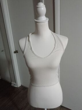 Bozzolo Cream Ribbed Racerback Tank Top